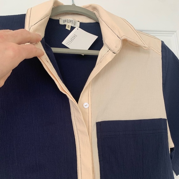 Gospell Leafage Colour Block Shirt Dress - Picture 3 of 13